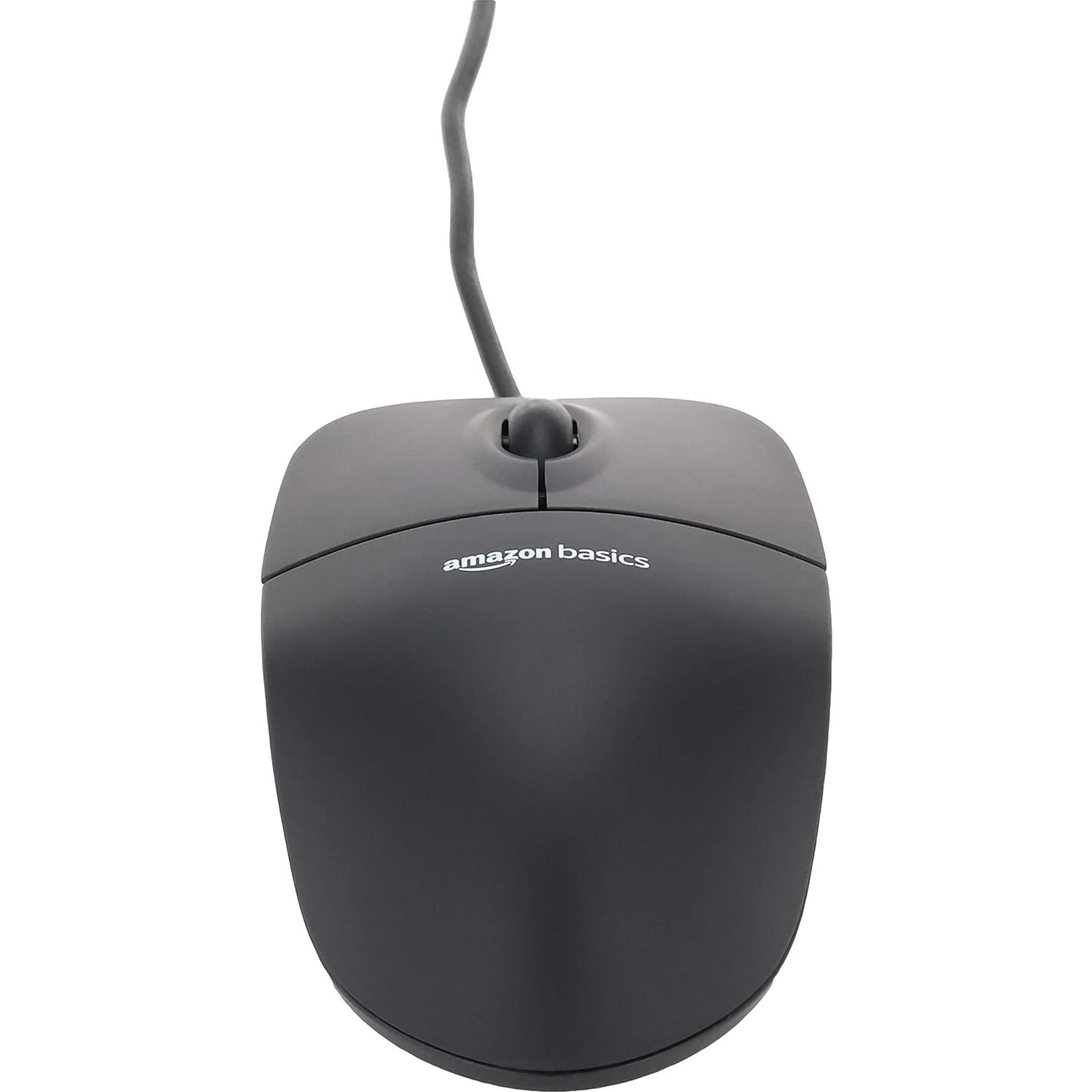 Ratón USB con Cable Amazon Basics 3 Botones Negro 1000 dpi