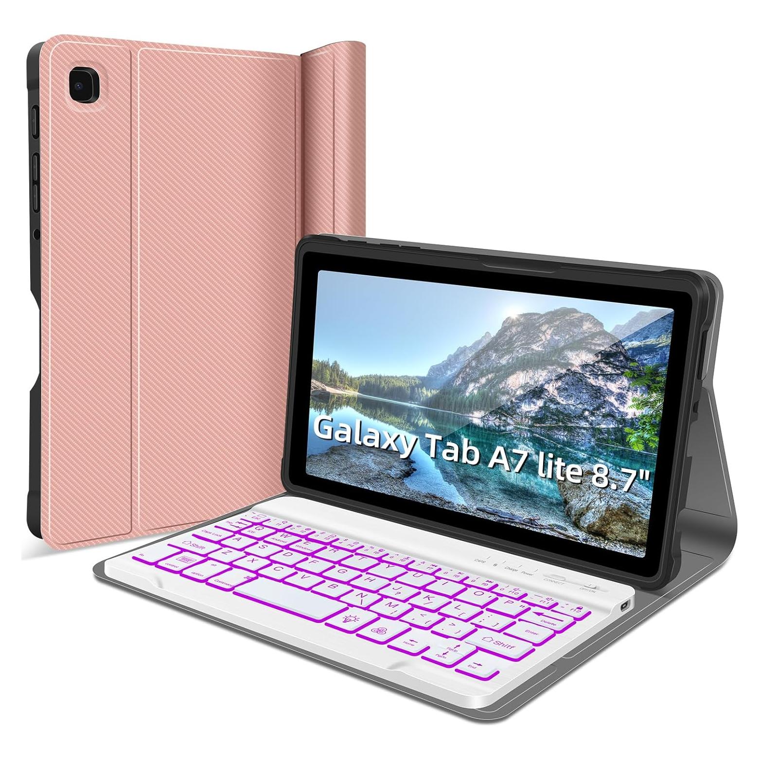 Funda Teclado Retroiluminado WERNURPAI para Galaxy A7 Lite 8.7"