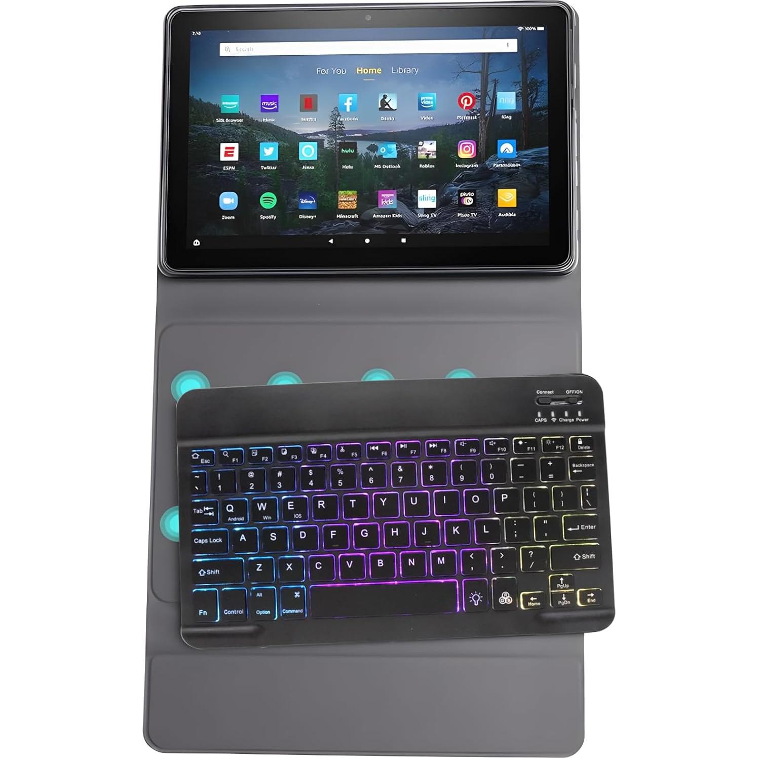 Funda con Teclado Bluetooth GYSDCAZ para Kindle Fire HD 10.1"