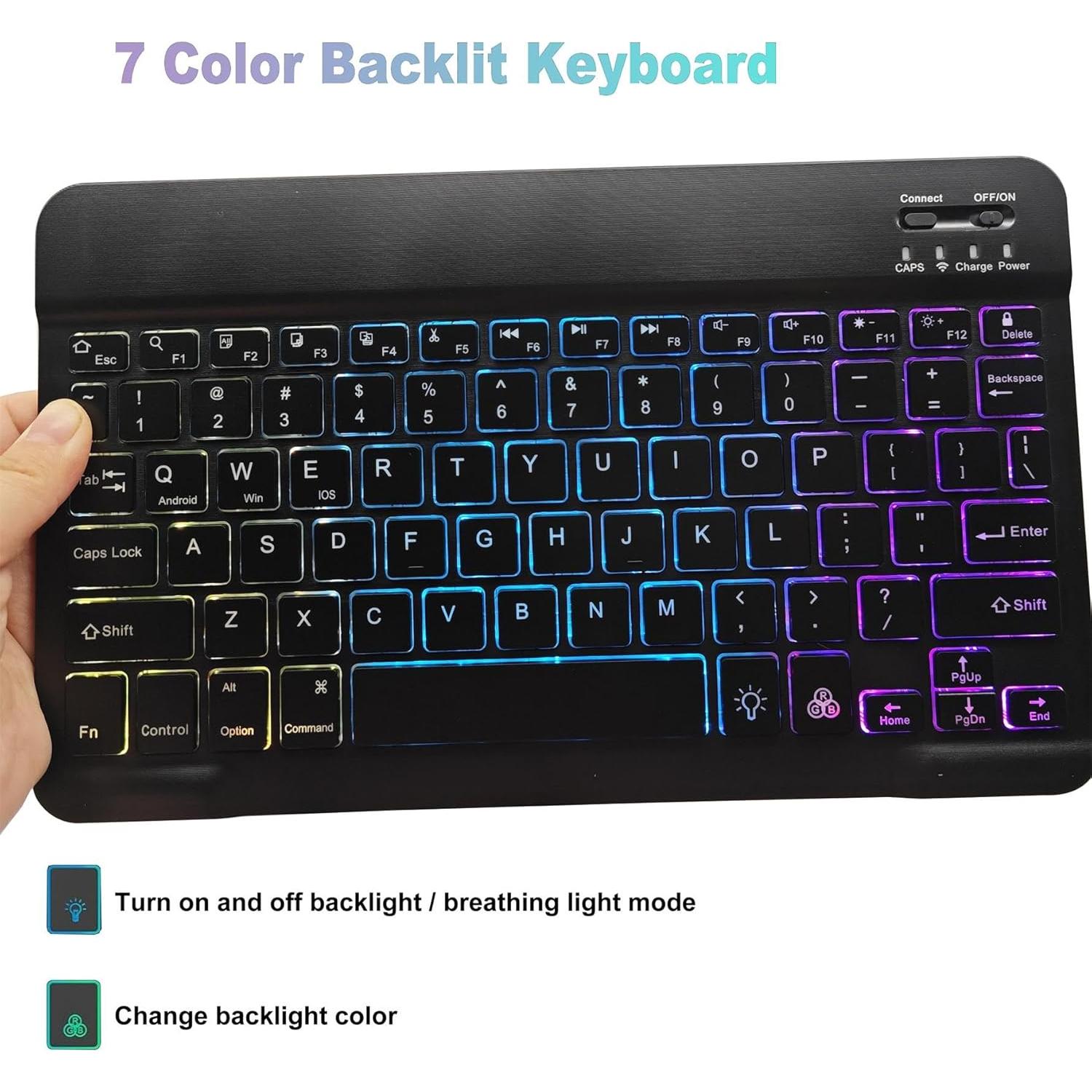 Funda con Teclado Bluetooth GYSDCAZ para Kindle Fire HD 10.1"