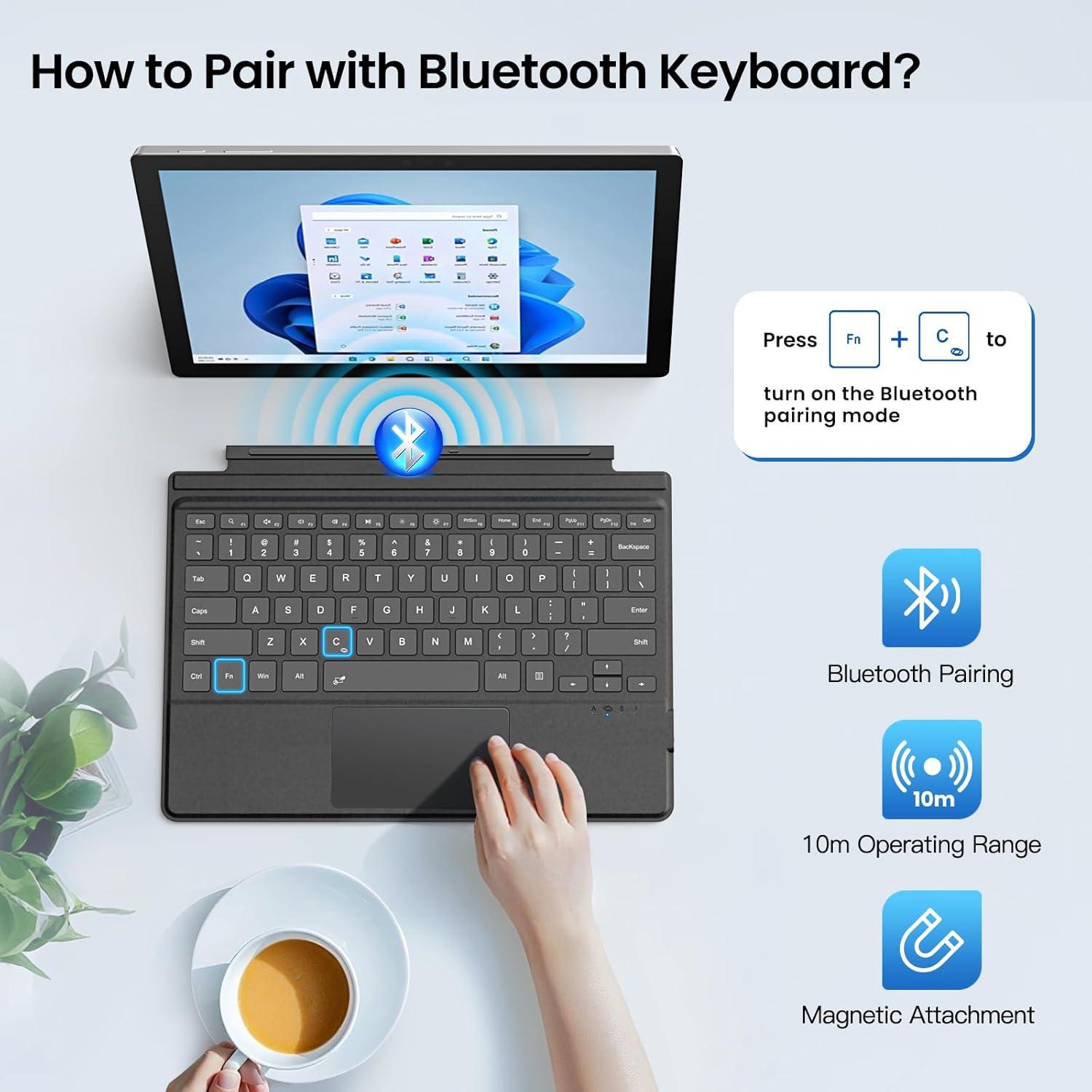 Teclado Inalámbrico MoKo para Microsoft Surface Pro 7 Plus/7/6/5/4/3, Gris