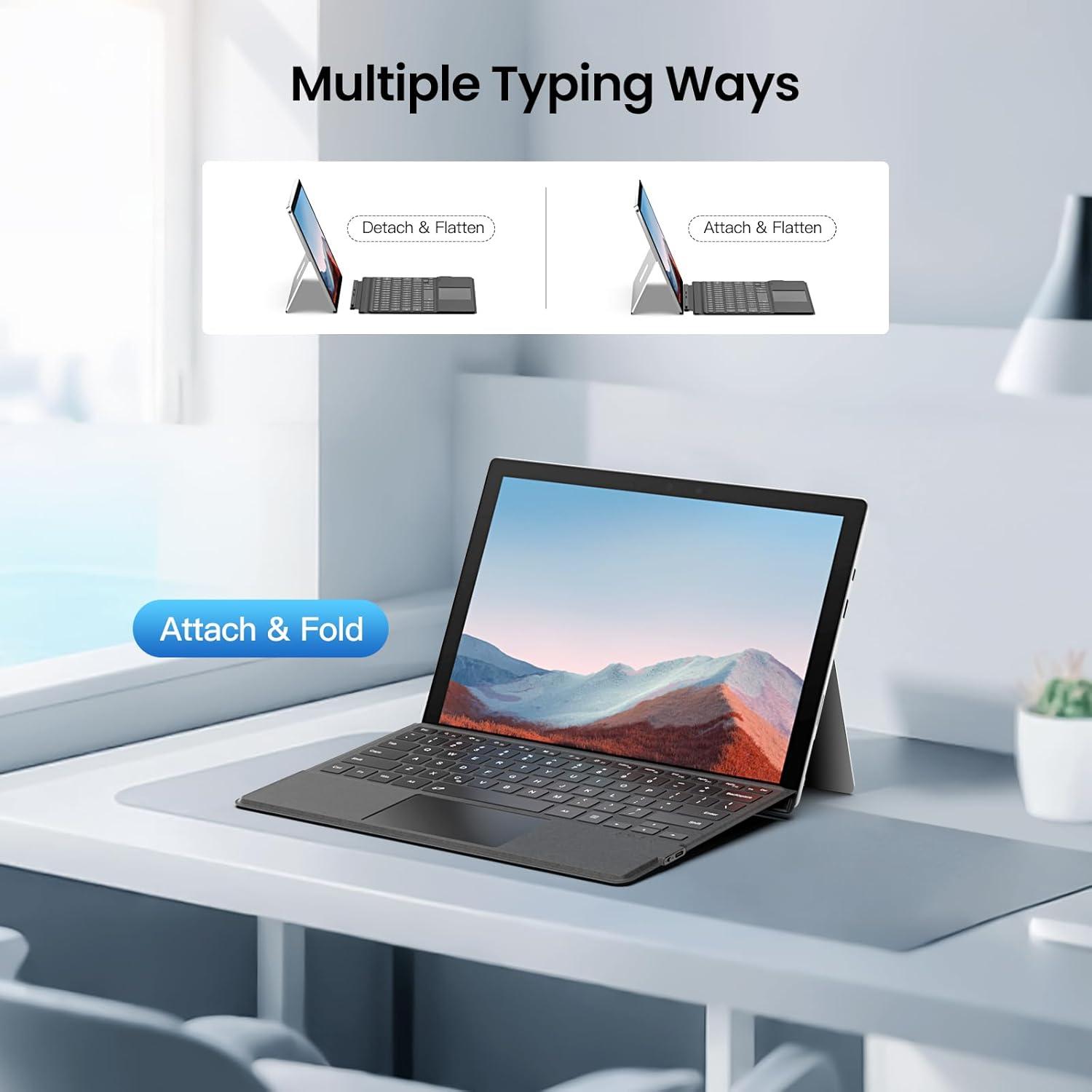 Teclado Inalámbrico MoKo para Microsoft Surface Pro 7 Plus/7/6/5/4/3, Gris