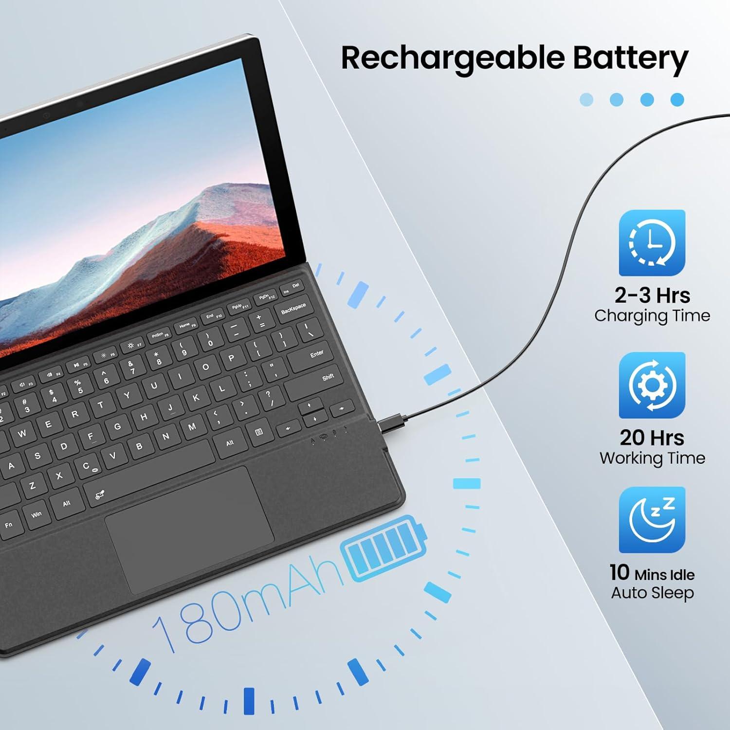 Teclado Inalámbrico MoKo para Microsoft Surface Pro 7 Plus/7/6/5/4/3, Gris