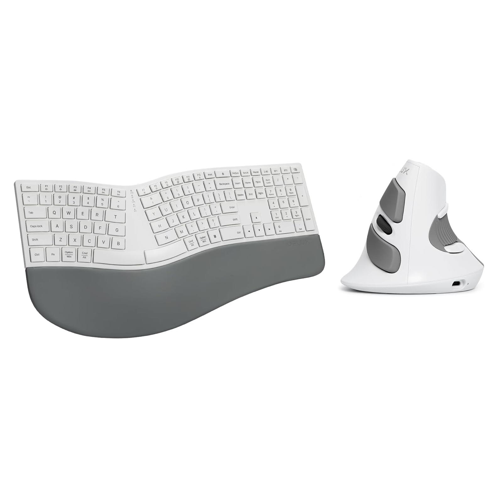 Combo Teclado Ergonómico Inalámbrico DeLUX y Ratón Vertical