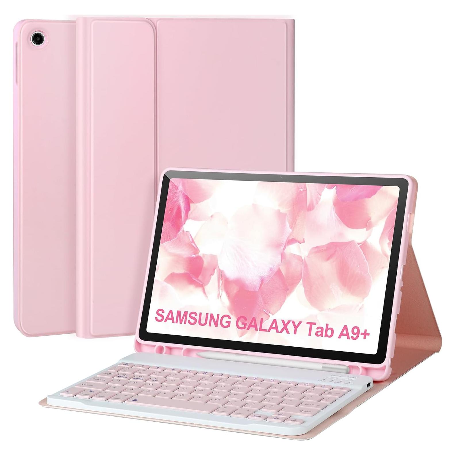 Funda con Teclado Bluetooth para Samsung Galaxy Tab A9+ 11" 2023 Rosa
