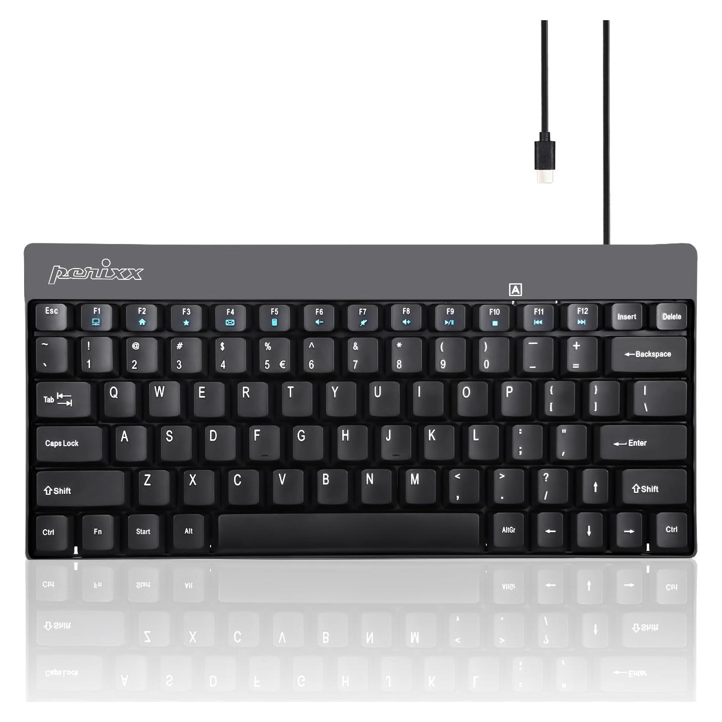 Teclado Compacto USB Tipo C Perixx PERIBOARD-422 Negro