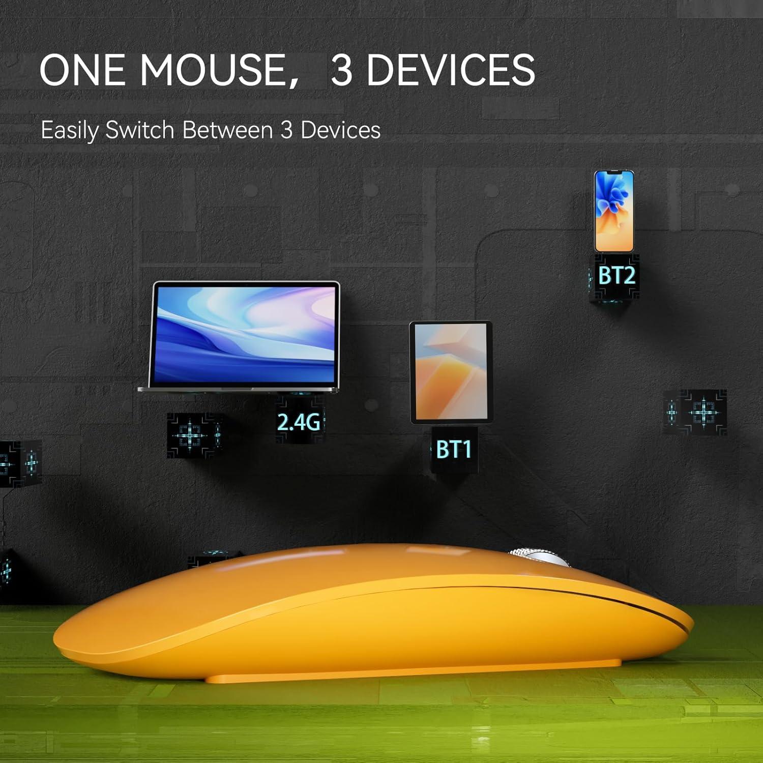 Ratón Inalámbrico Bluetooth TENMOS M18 Recargable USB C Naranja