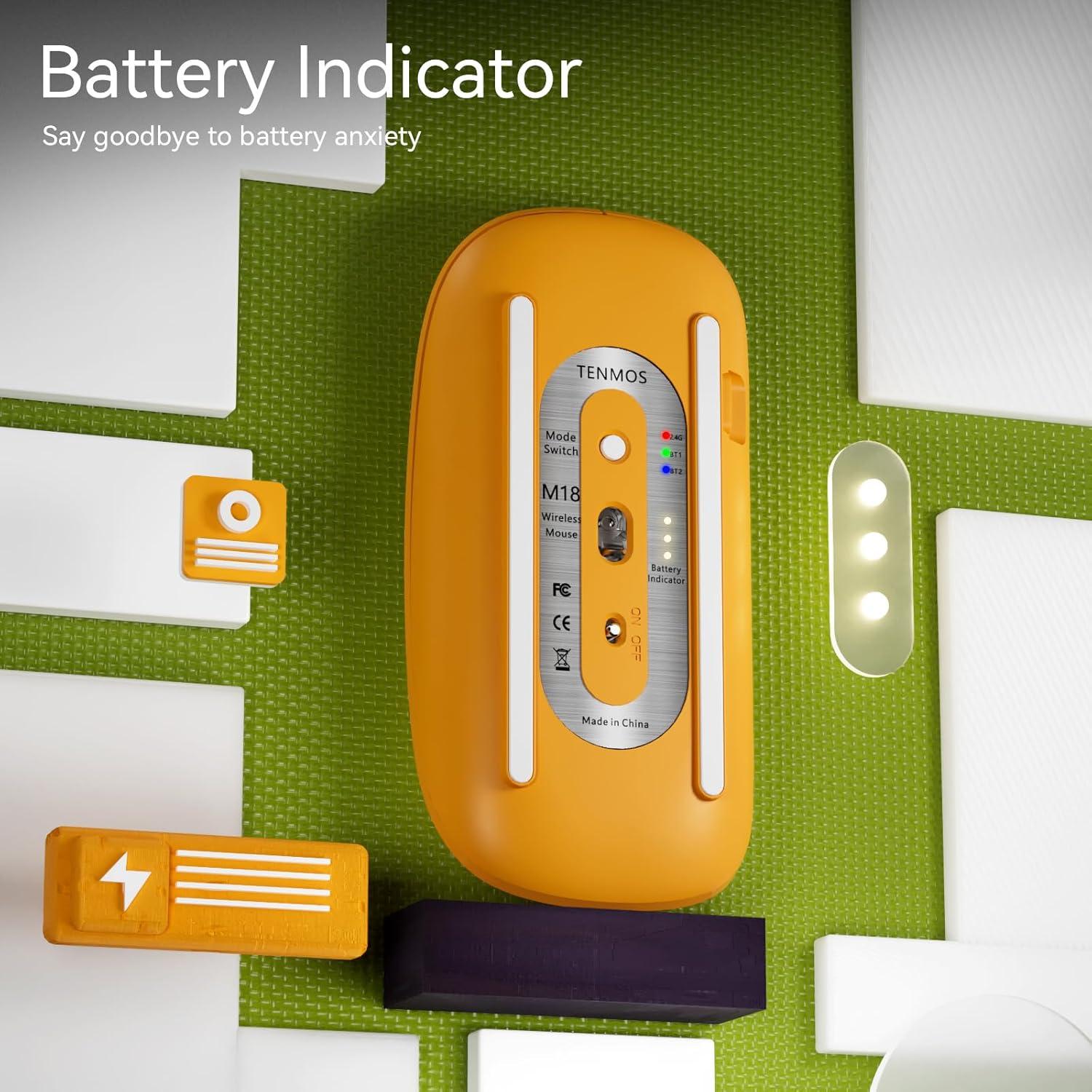 Ratón Inalámbrico Bluetooth TENMOS M18 Recargable USB C Naranja