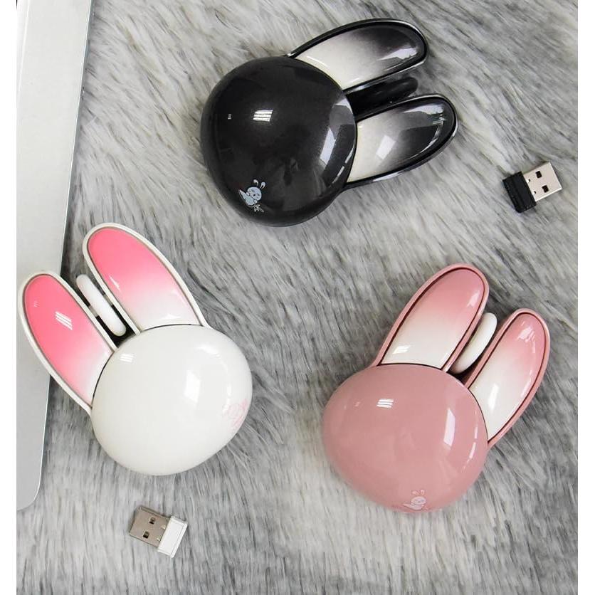 Ratón Inalámbrico Bluetooth Lindo Conejito Rosa y Blanco