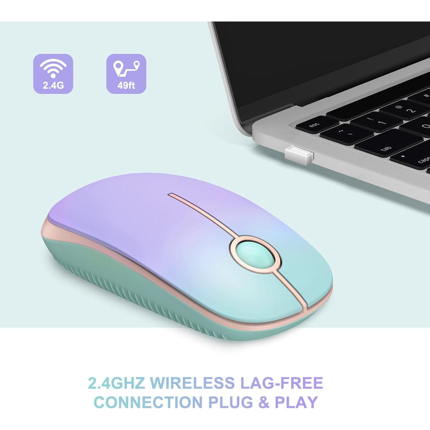 Ratón Inalámbrico Unipows MS001 Slim Verde Menta 2.4G