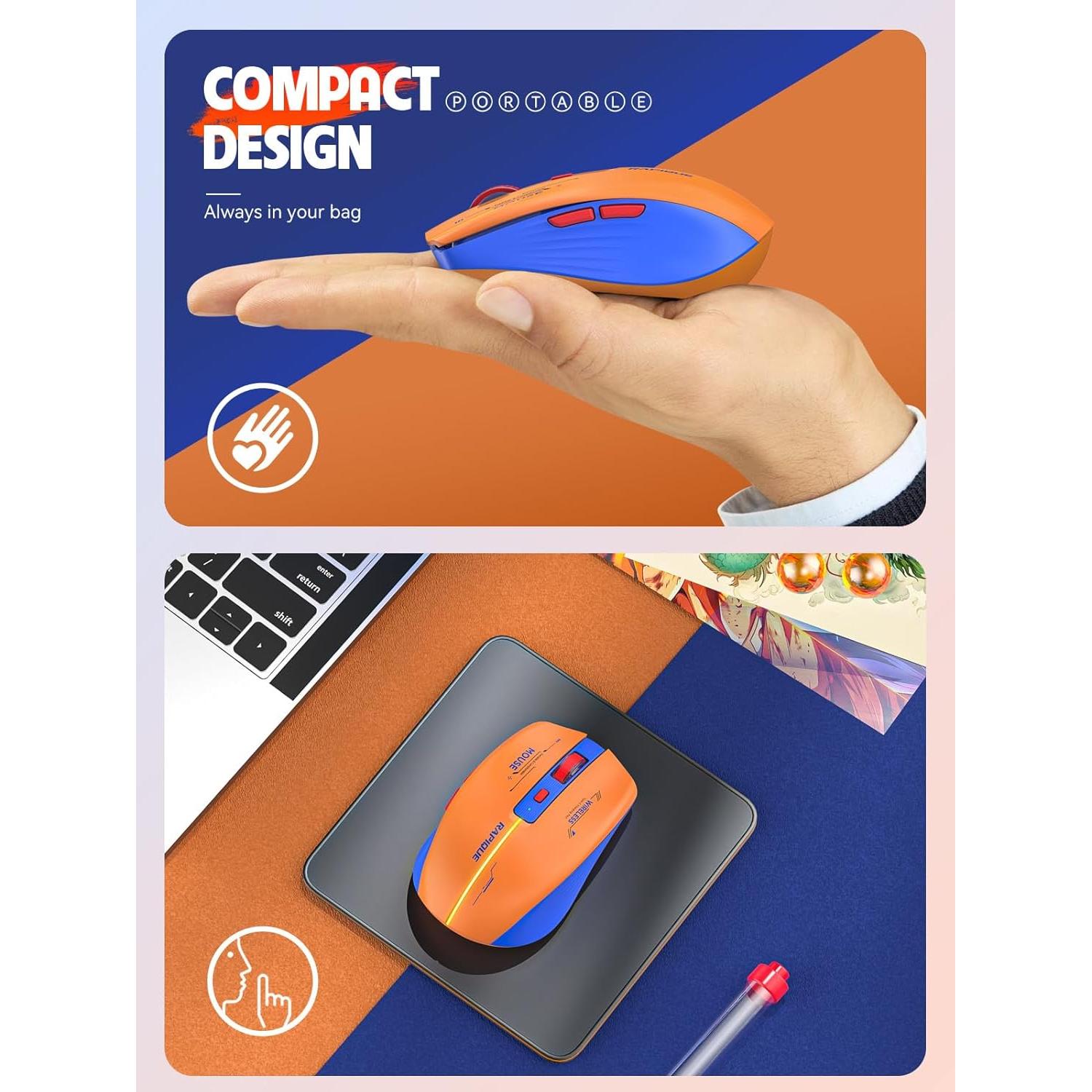 Ratón Inalámbrico RAPIQUE R110 - Bluetooth y USB, Recargable, Silencioso