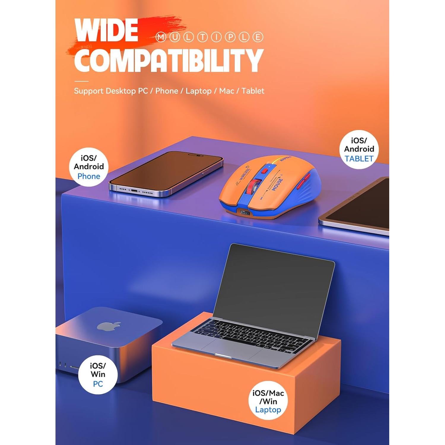 Ratón Inalámbrico RAPIQUE R110 - Bluetooth y USB, Recargable, Silencioso