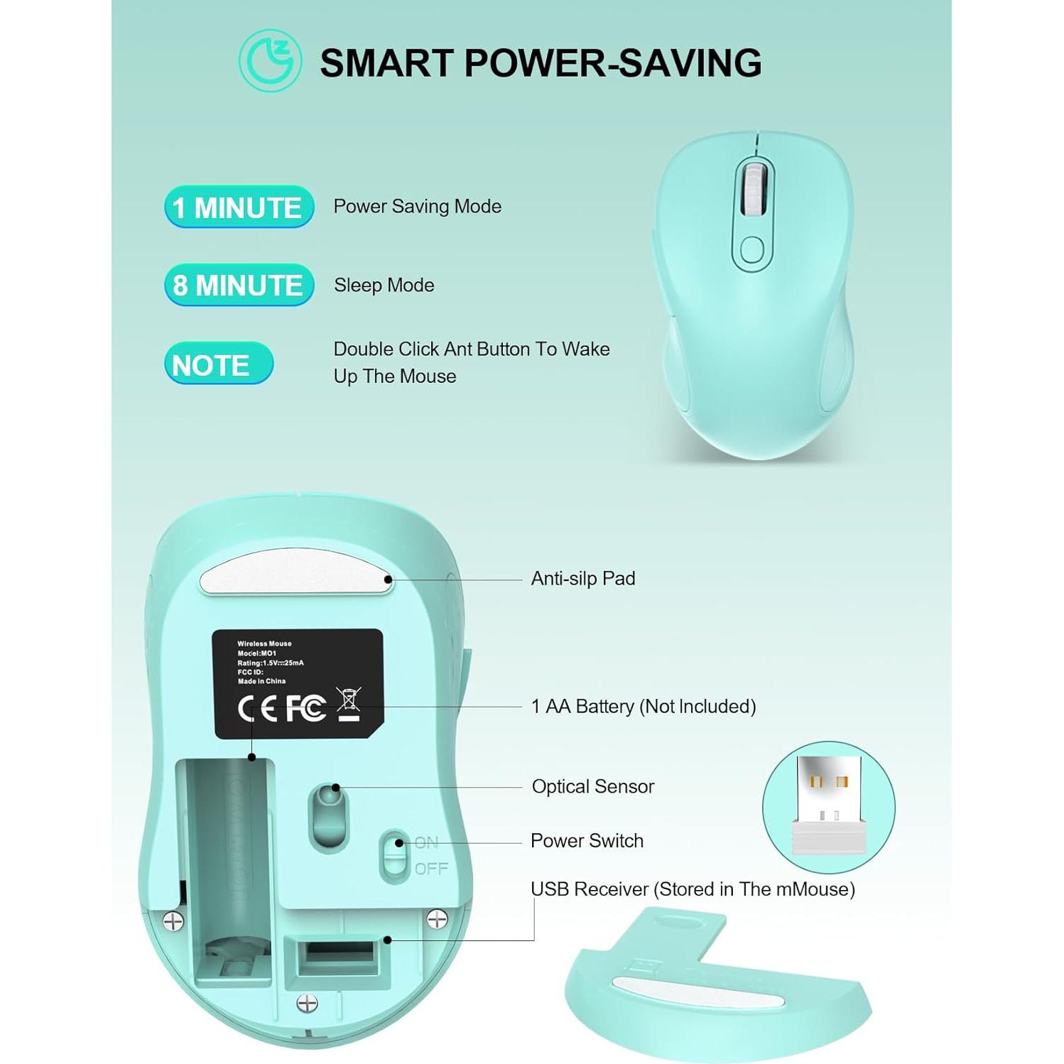 Mouse Inalámbrico Ergonomico Trueque Verde Menta 2.4GHz 6 Botones