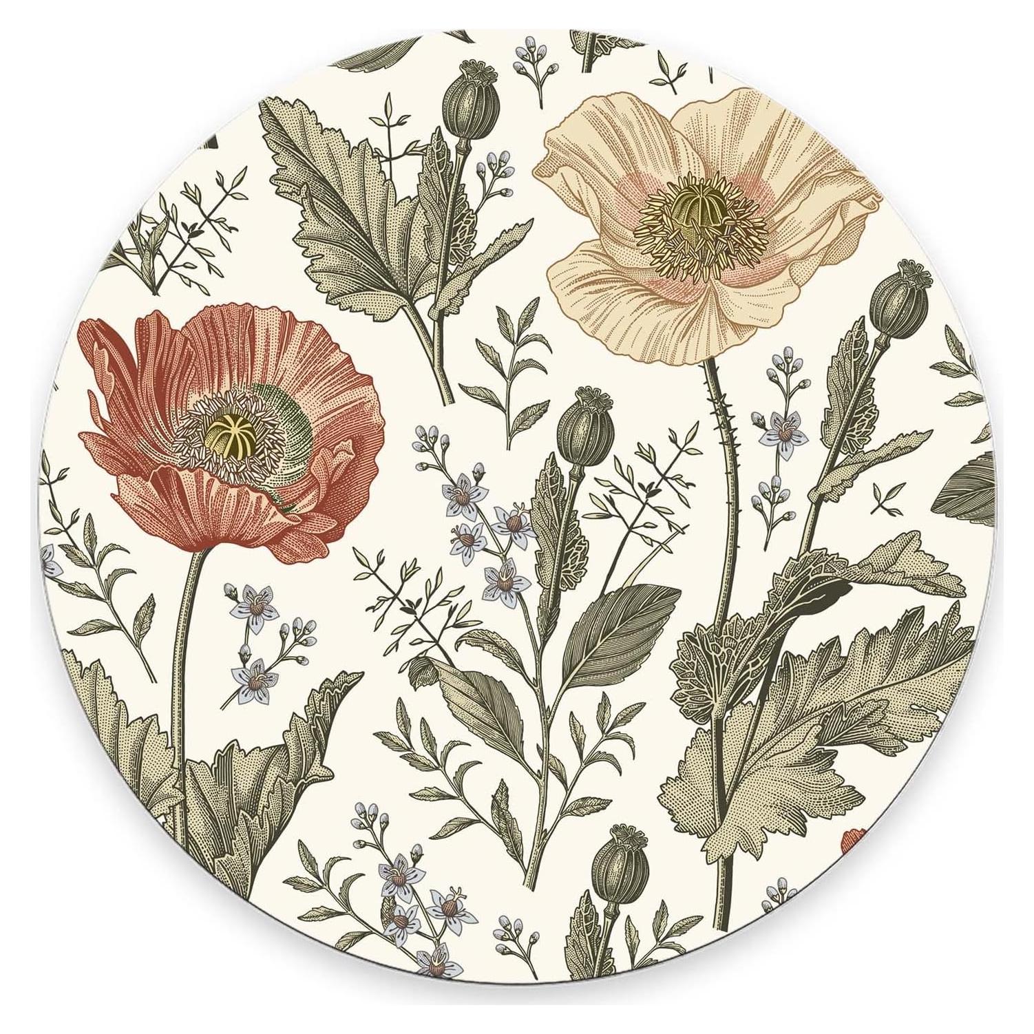 Alfombrilla de Ratón Nphuriy Flores Vintage 20x20 cm Antideslizante