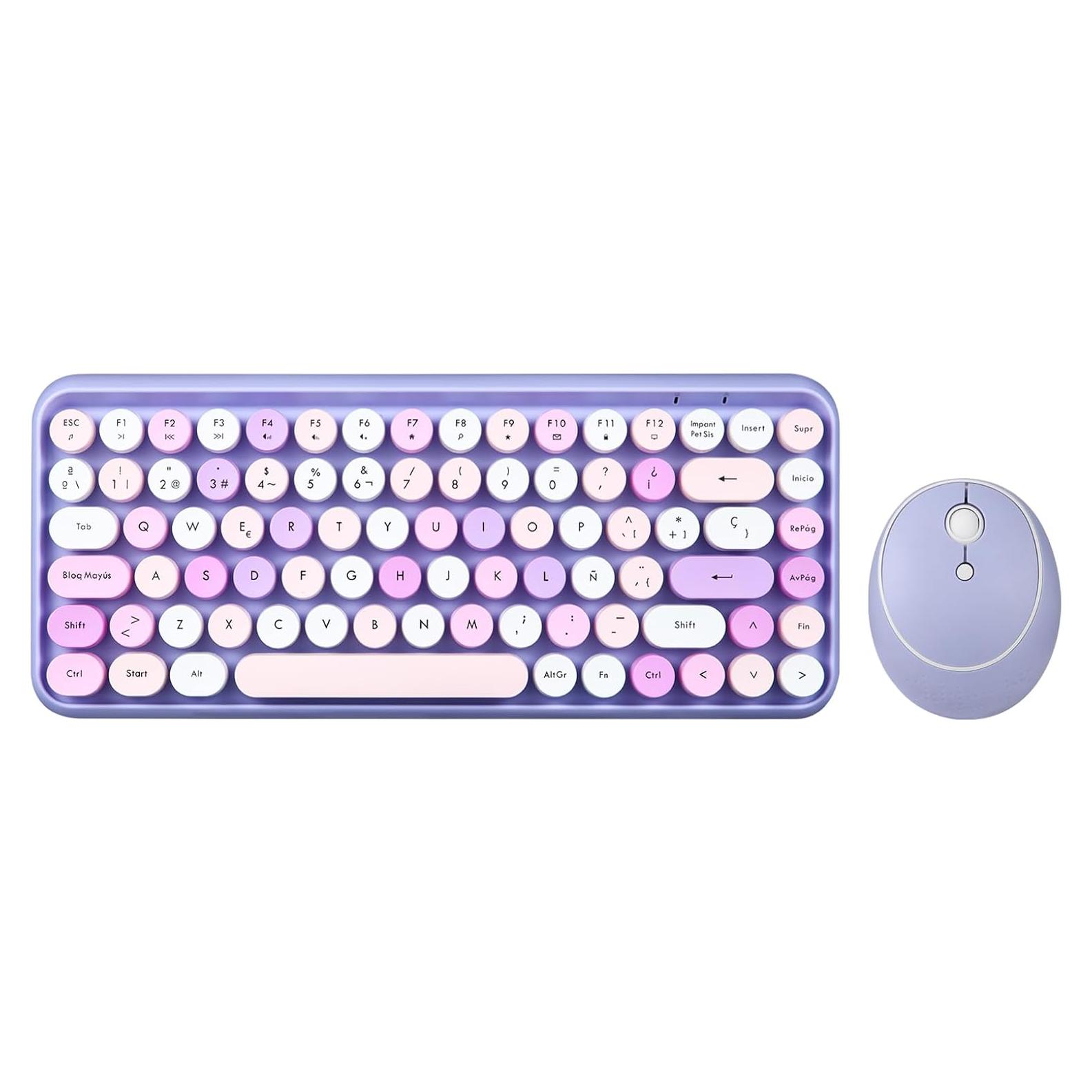 Set de Teclado y Ratón Inalámbrico Perixx PERIDUO-713PP Morado