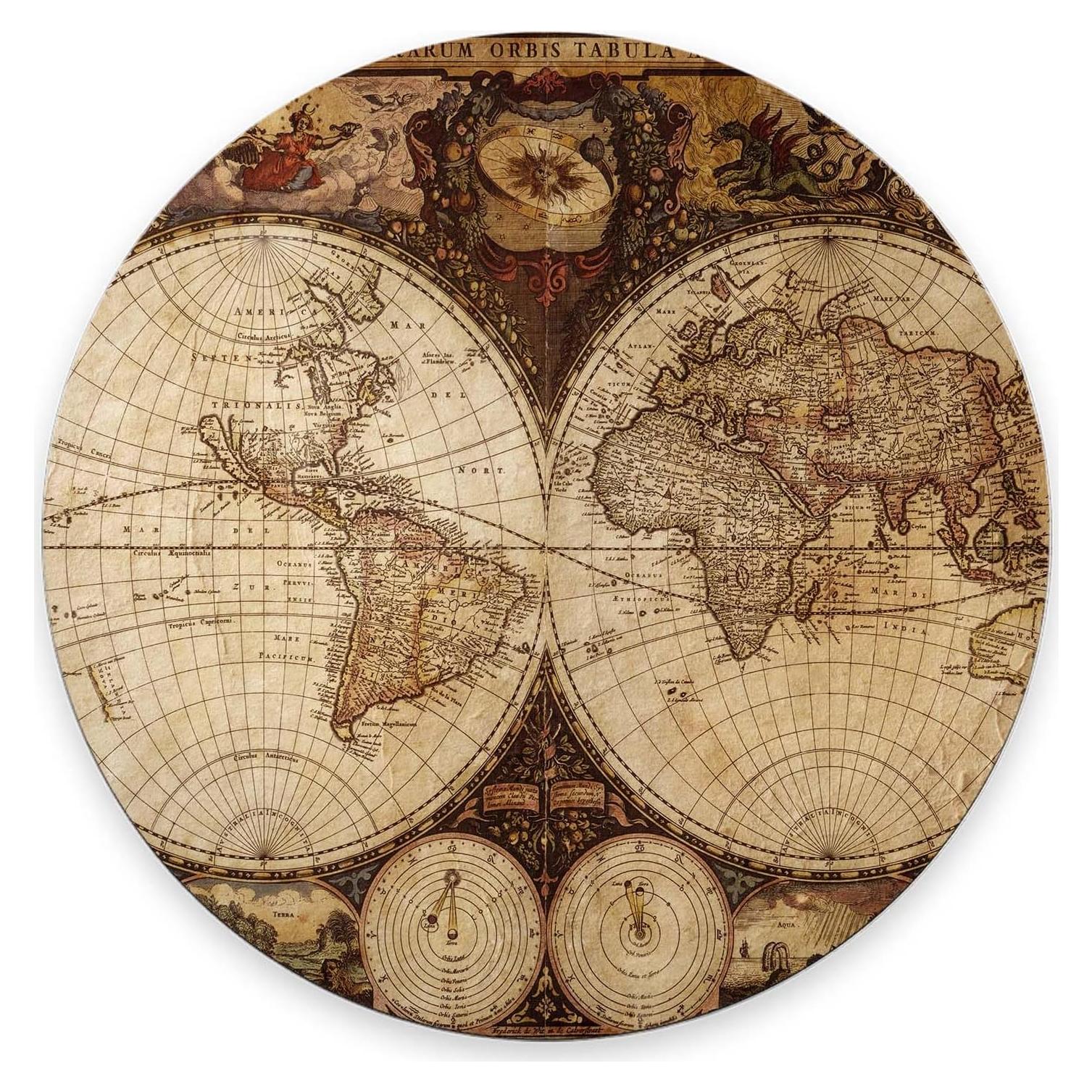 Alfombrilla de Ratón Nphuriy Mapa Mundial Vintage 200x200mm