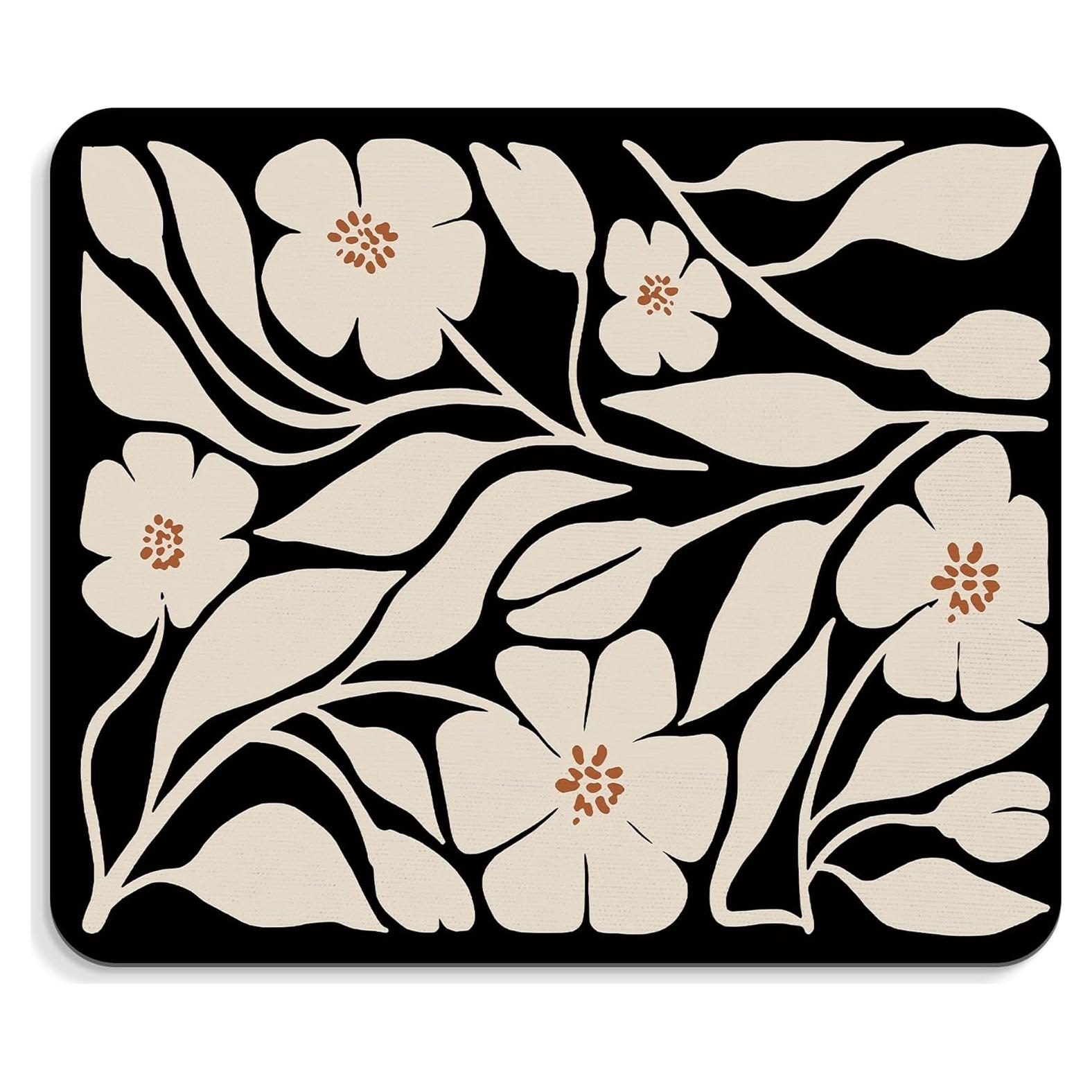 Alfombrilla de Ratón BAYOGITA Boho Floral Negra 30x25 cm