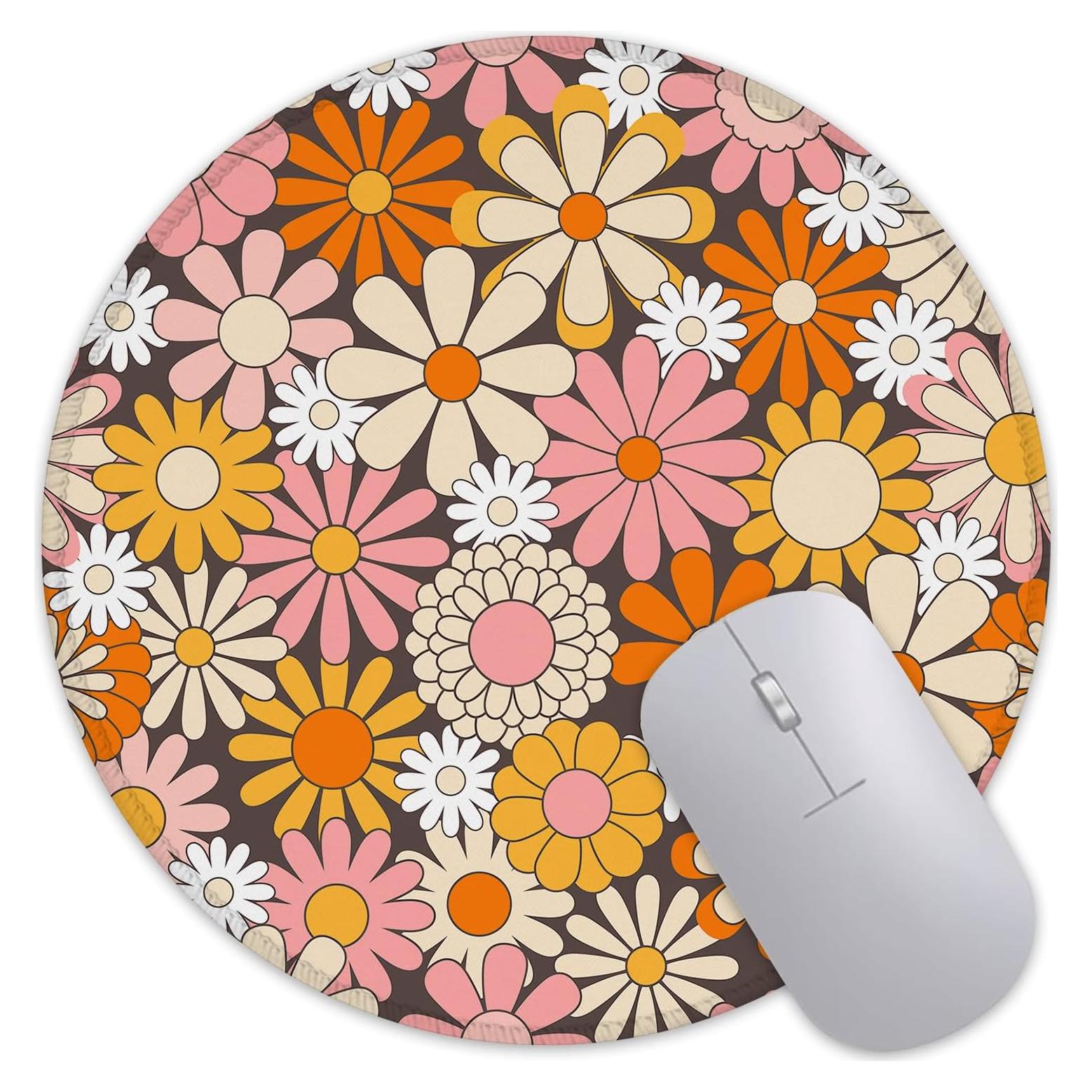 Alfombrilla de Ratón Ghatobty Redonda 20.32 cm Flores Psicodélicas