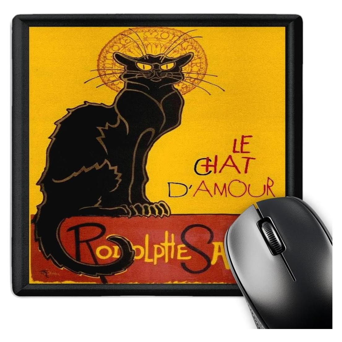 Alfombrilla de Ratón 3D Rose Le Chat Noir 20.32 cm Multicolor