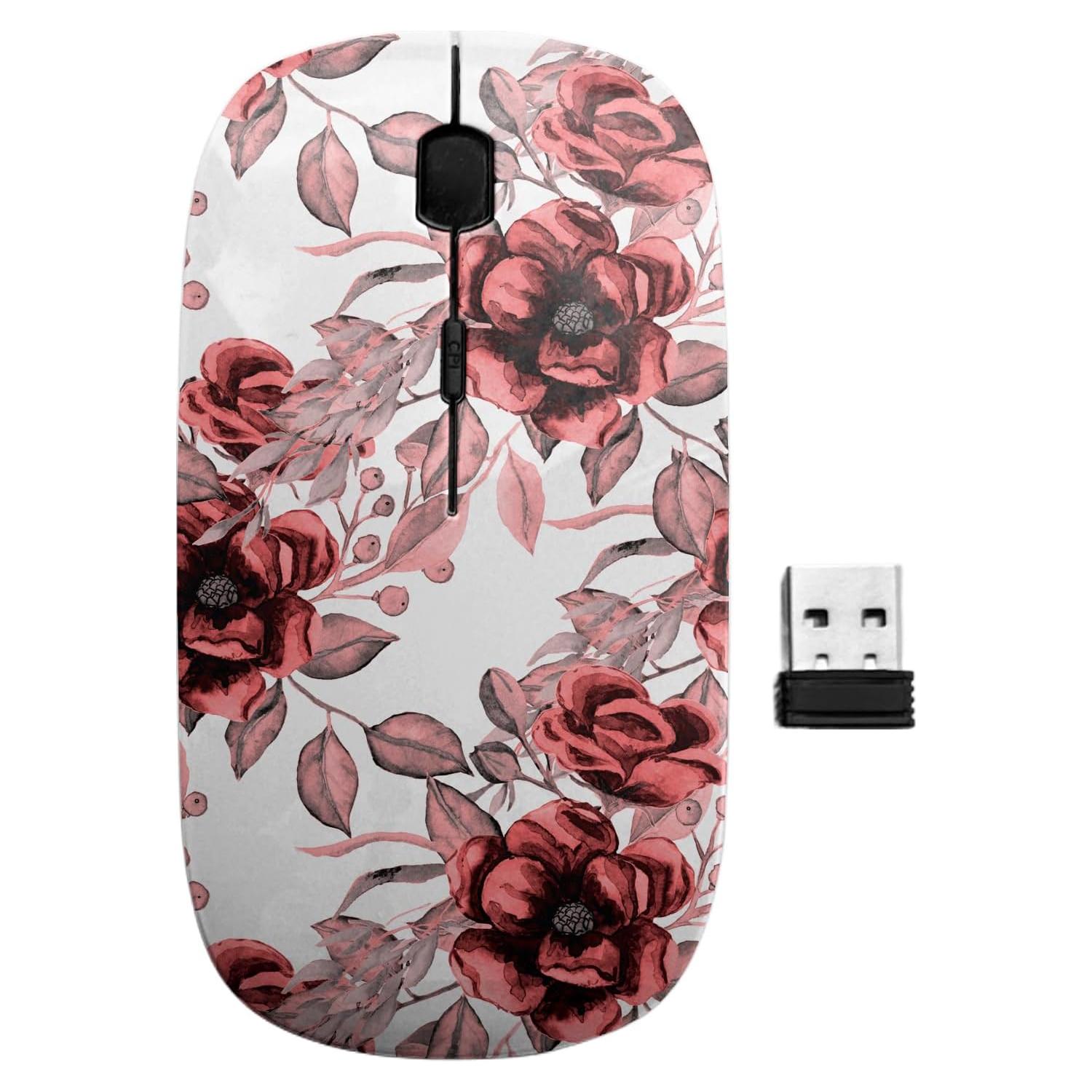 Ratón Inalámbrico Ergonómico Sanacci Patrón Flores Vintage