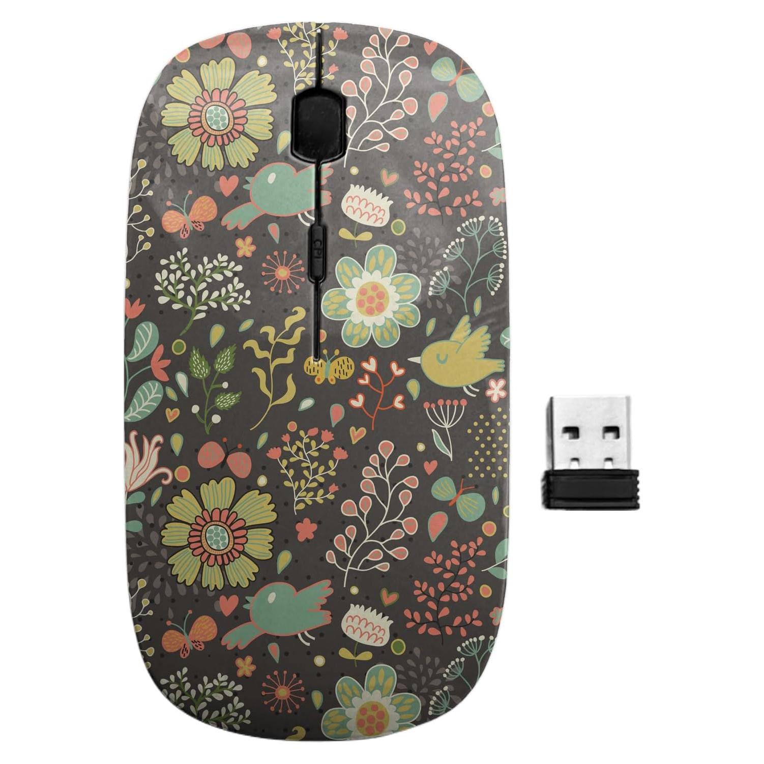 Ratón Inalámbrico Ergonómico Sanacci Floral USB 2.4GHz