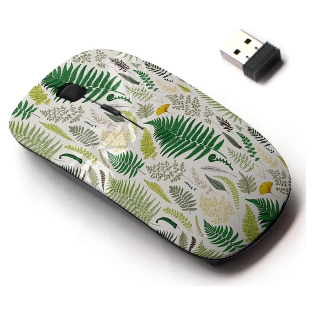 Ratón Inalámbrico 2.4G CJCBROES Diseño Helechos Vintage