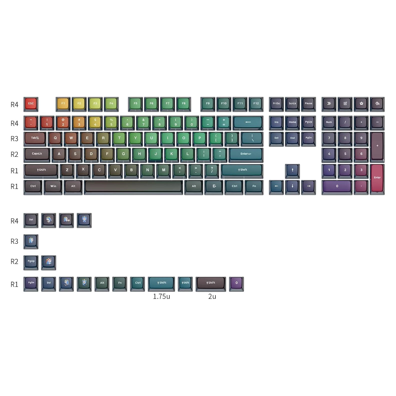 Teclas Translúcidas GK7 PBT Glacier para Teclados 60% a 100%