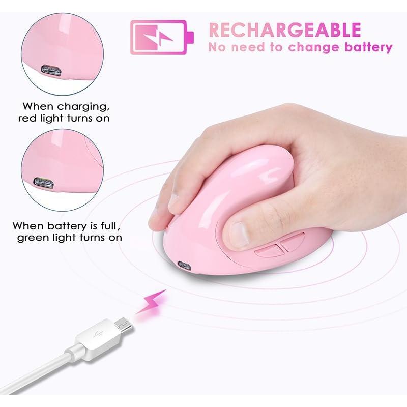 Ratón Vertical Inalámbrico Recargable Sksyloo Rosa 2.4G