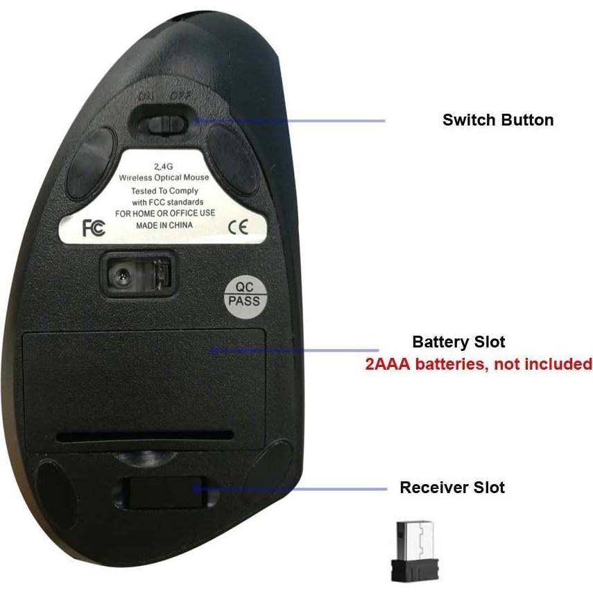 Ratón Vertical Inalámbrico Shoplease 2.4G Ergonómico 800/1600 DPI