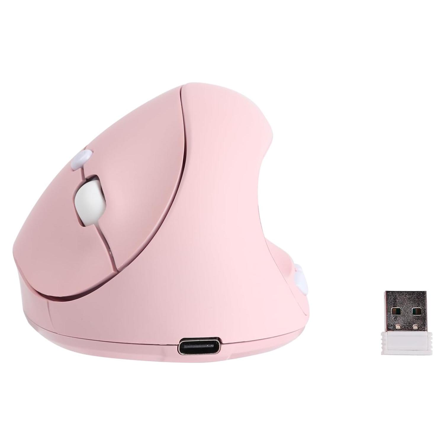 Ratón Vertical Inalámbrico Bebettor Rosa 2.4G Ergonómico 6 Botones