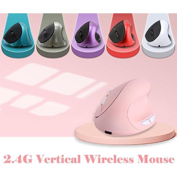 Ratón Vertical Inalámbrico Bebettor Rosa 2.4G Ergonómico 6 Botones