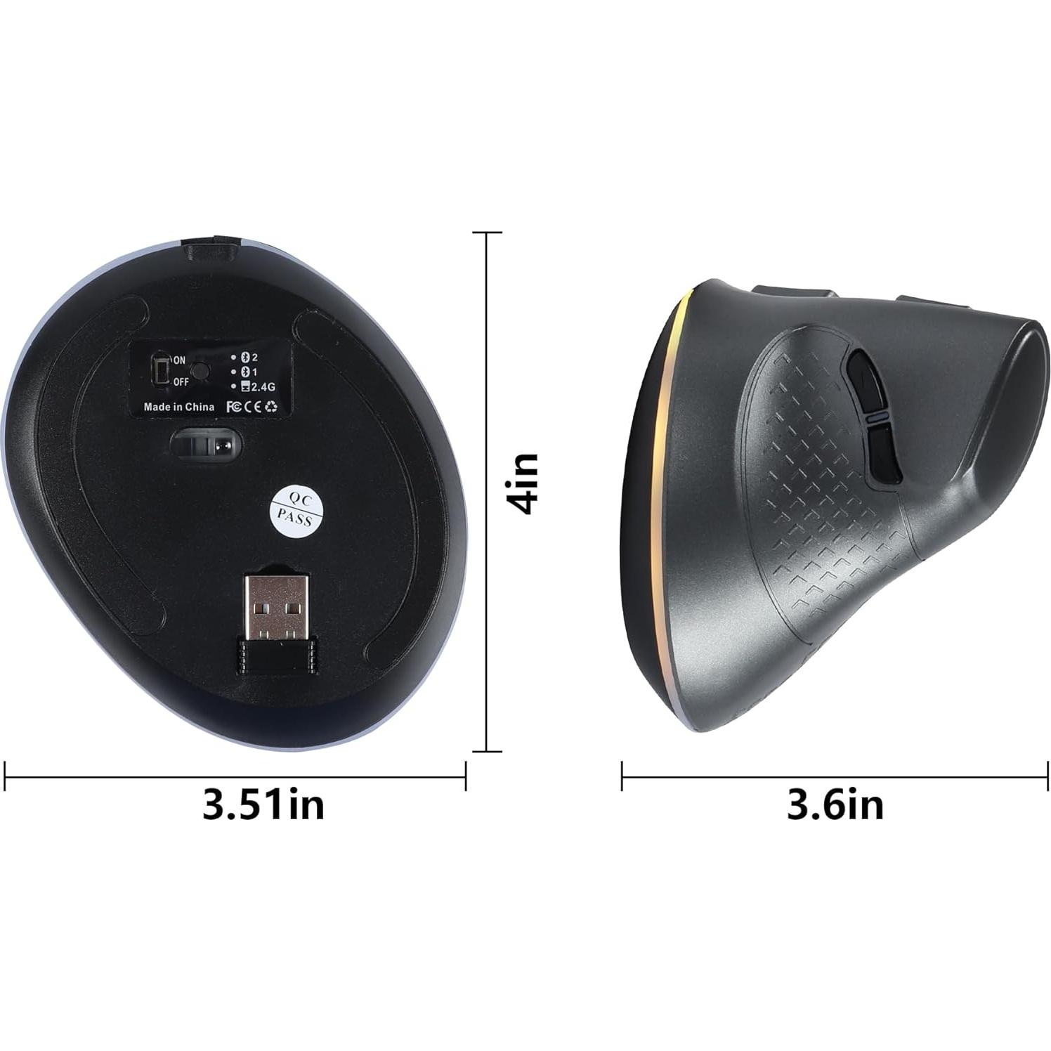 Ratón Inalámbrico Vertical Ergonómico Samudgate RGB 4 DPI