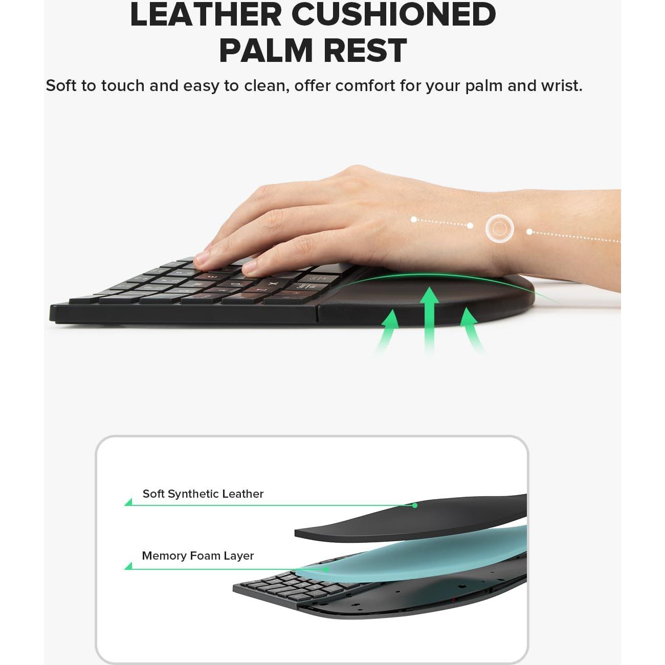 DeLUX Wireless Ergonomic Keyboard and Mouse Combo, Full Size Backlit Split Keyboard and Vertical Mouse with OLED Screen