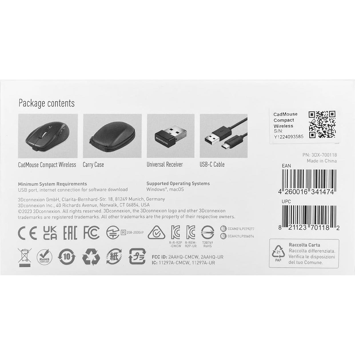 Mouse Inalámbrico Óptico 3Dconnexion CadMouse 7200 dpi