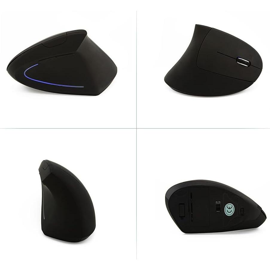 Ergonomic Mouse,2.4G Wireless Vertical Mouse,800/1200/1600DPI,6 Buttons Optical Cordless Mouse with USB Receiver for PC,Laptop,Computer, MacBook(Right Hand,Black)