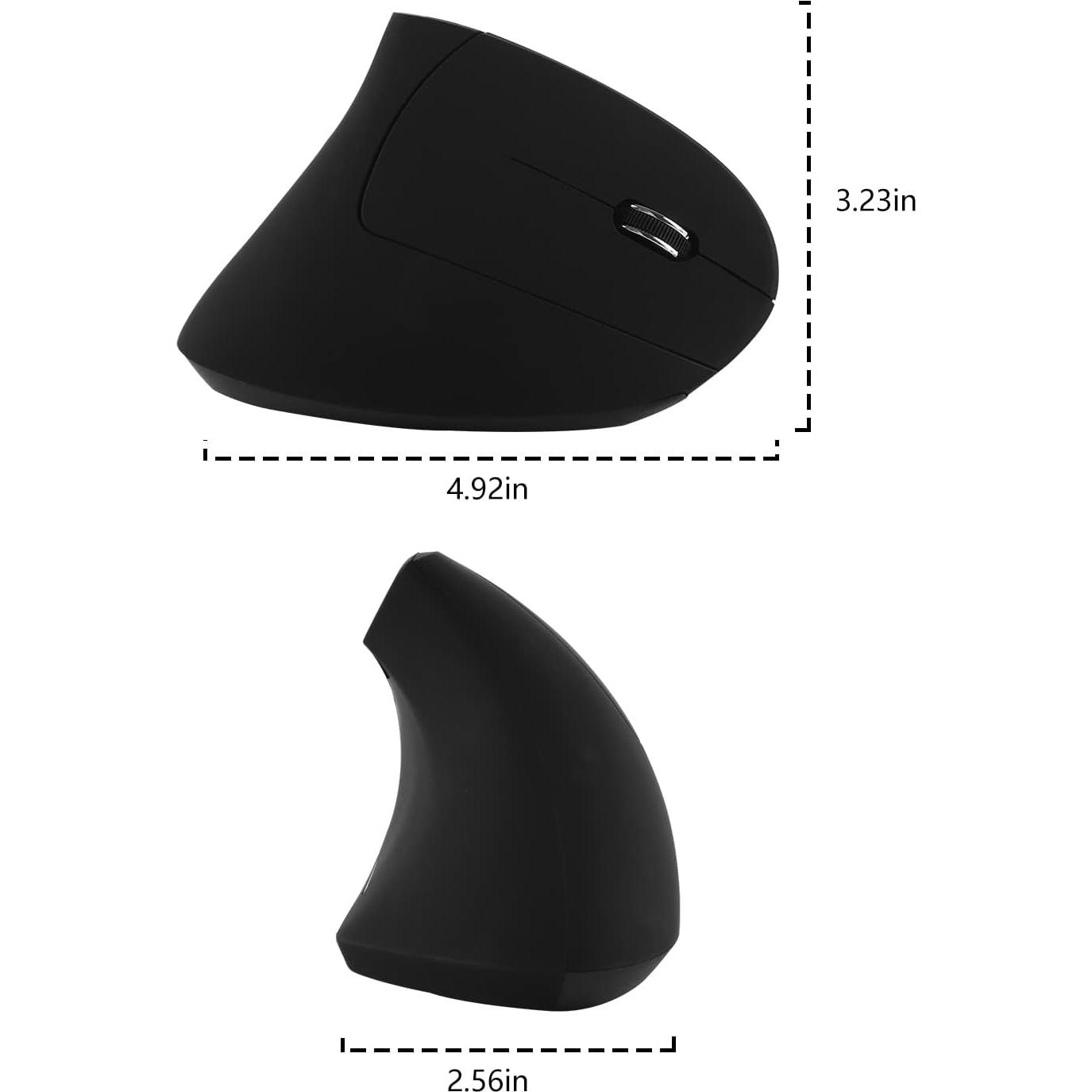 Ergonomic Mouse,2.4G Wireless Vertical Mouse,800/1200/1600DPI,6 Buttons Optical Cordless Mouse with USB Receiver for PC,Laptop,Computer, MacBook(Right Hand,Black)