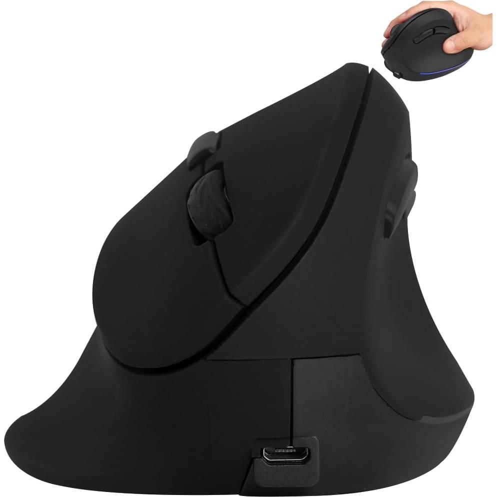 Ratón Inalámbrico Ergonómico Vertical Recargable 3600DPI Azul