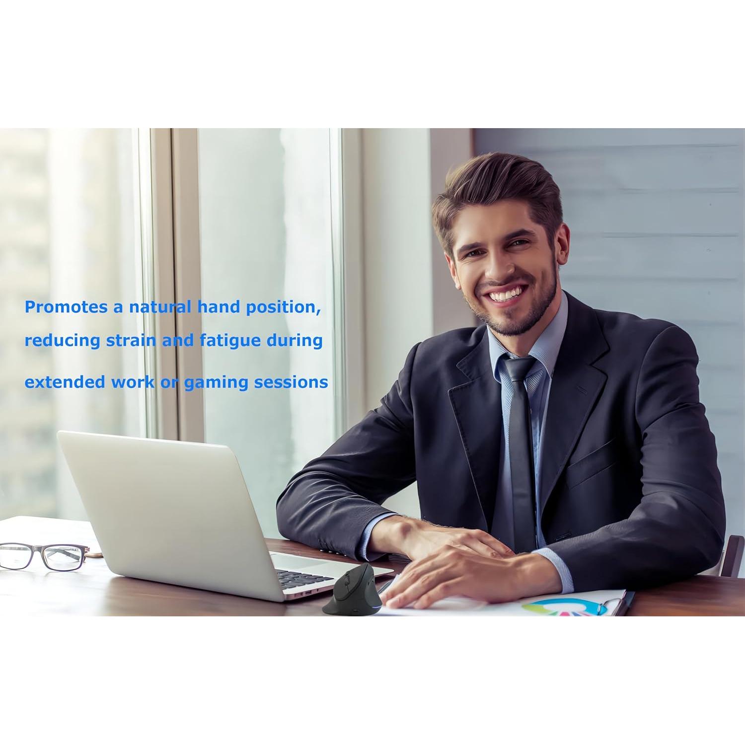 Ratón Inalámbrico Ergonómico Vertical Recargable 3600DPI Azul