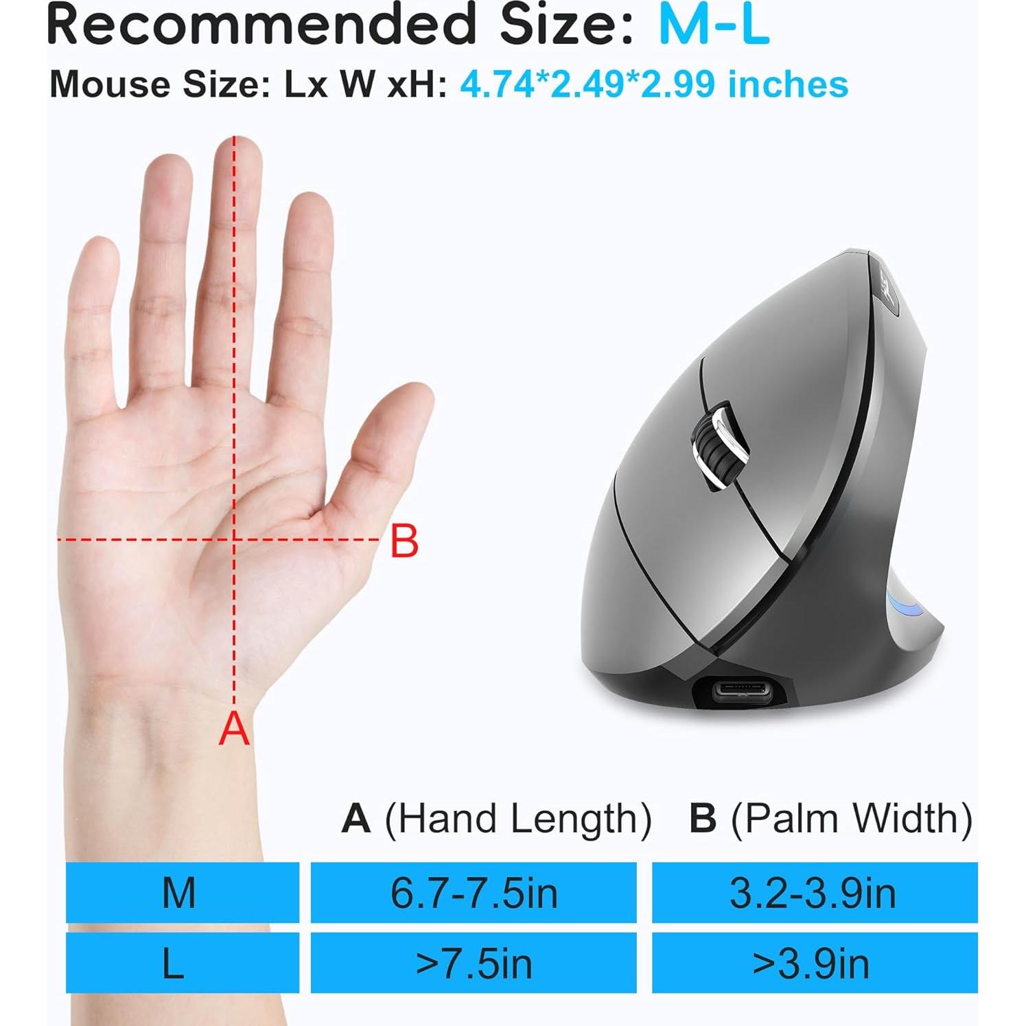 Ratón Vertical Ergonómico Attoe T22 Inalámbrico 600mAh 2400 DPI