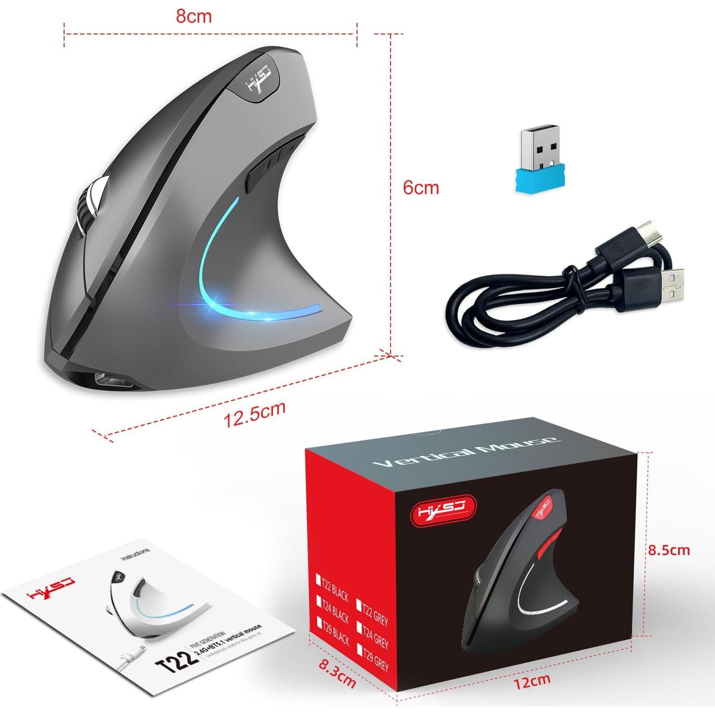 Ratón Vertical Ergonómico Attoe T22 Inalámbrico 600mAh 2400 DPI