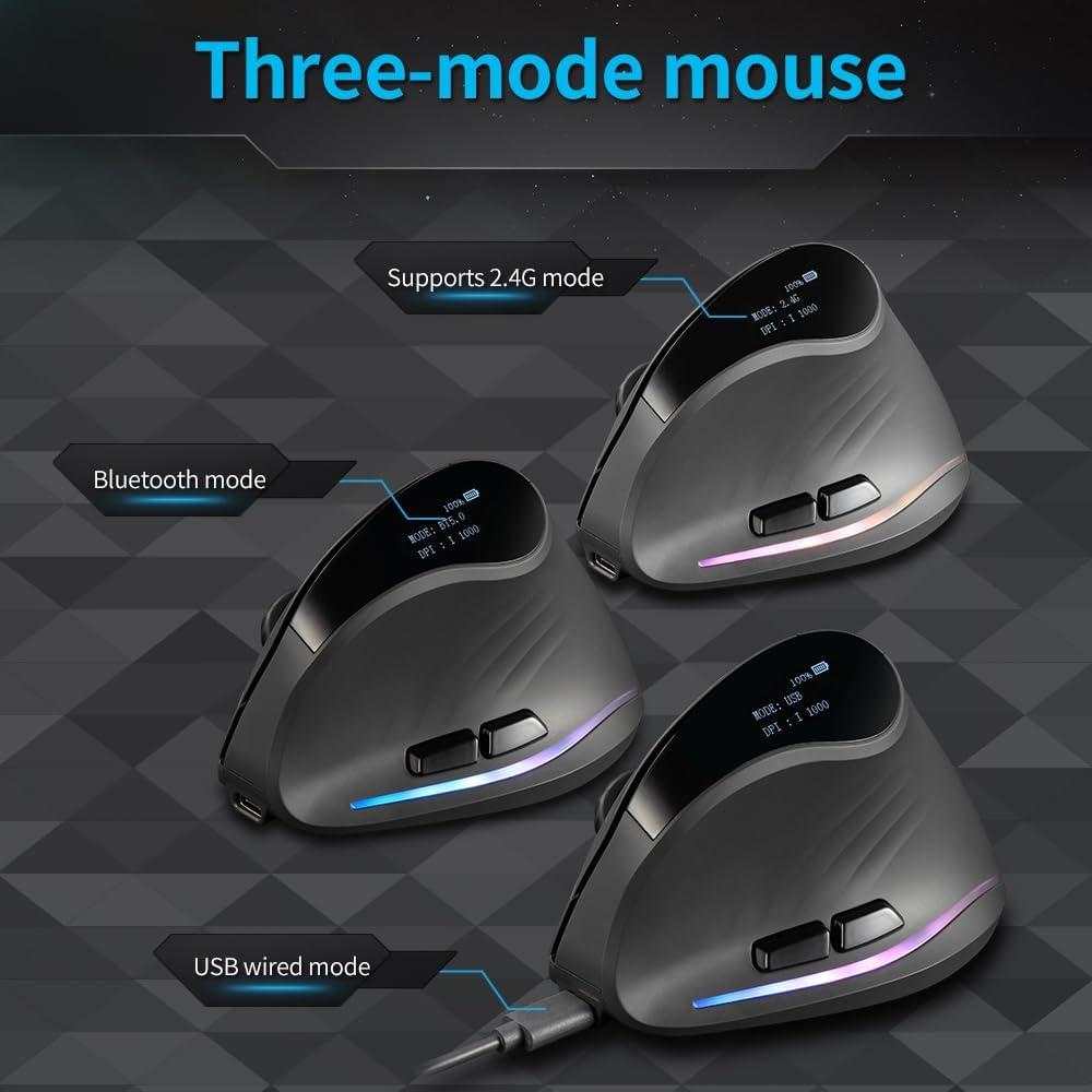 Mouse Vertical Inalámbrico Bluetooth Zelotes F35C 4000 DPI