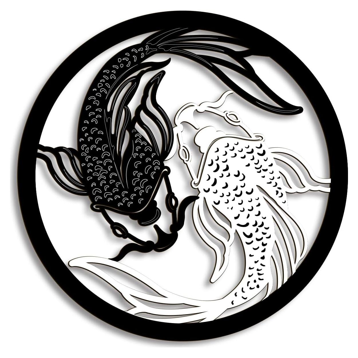 Arte de Pared Zen Creoate Pescado Koi Madera 30x30cm