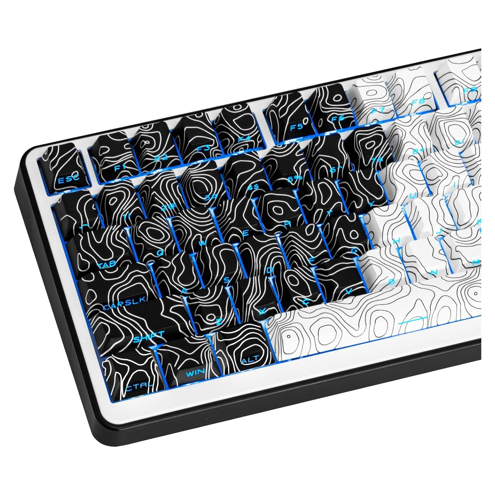 Conjunto de Teclas Mecánicas PBT GEKUCAP 131 Teclas Cherry Negro/Blanco