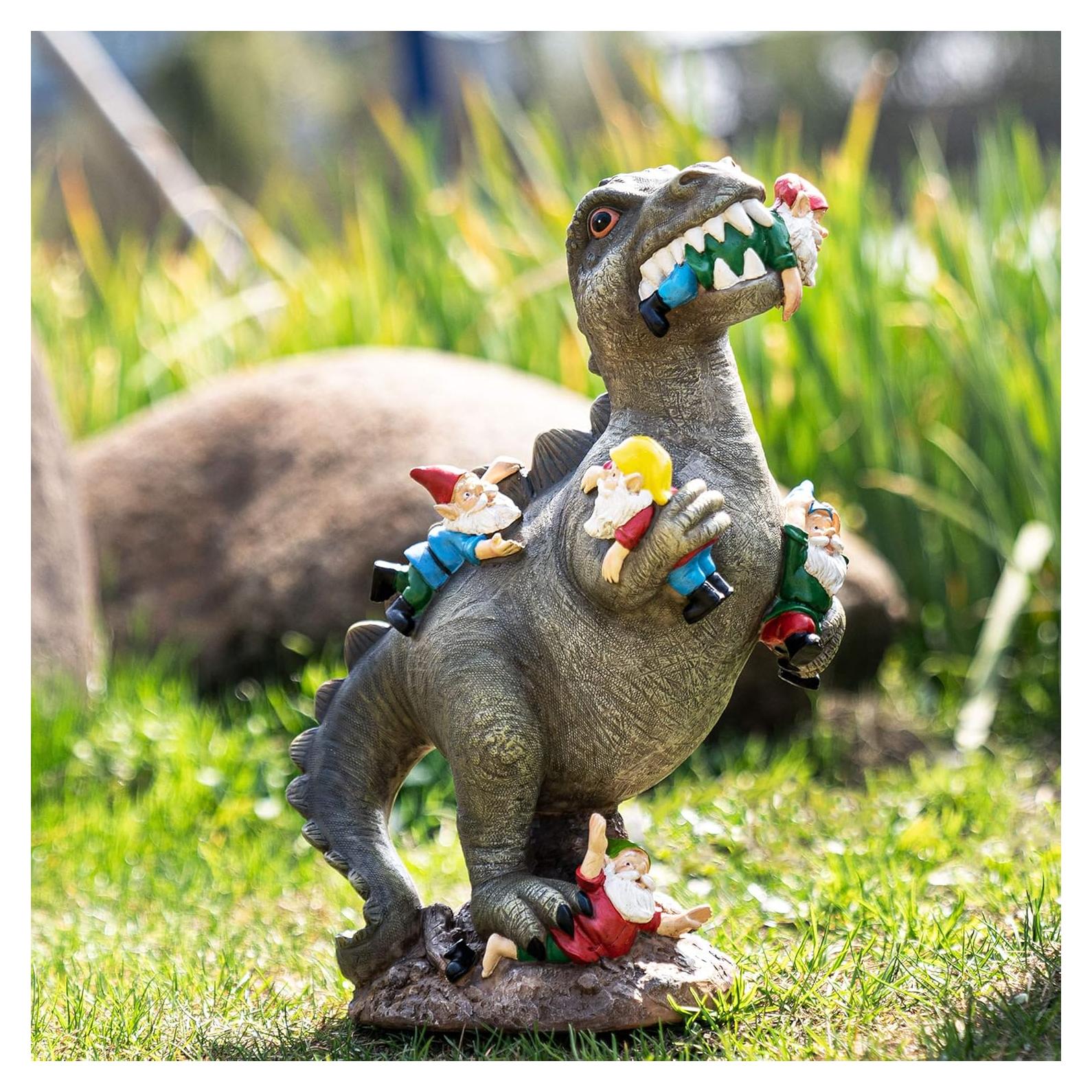 Estatua de Gnomo Dinosaurio SOWSUN 36 cm Resina Decorativa