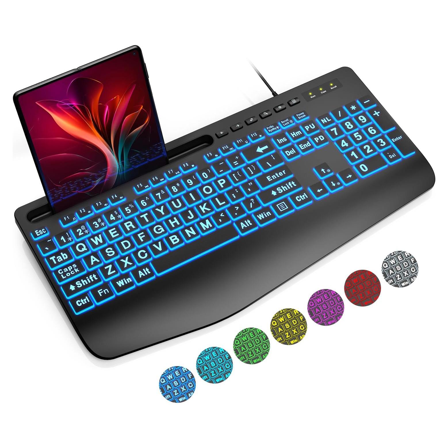 Teclado Retroiluminado SABLUTE H1 USB con Reposamuñecas Negro