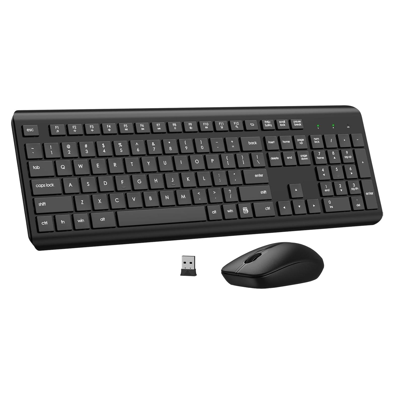Combo Teclado y Ratón Inalámbricos EDJO Ergonómico Negro