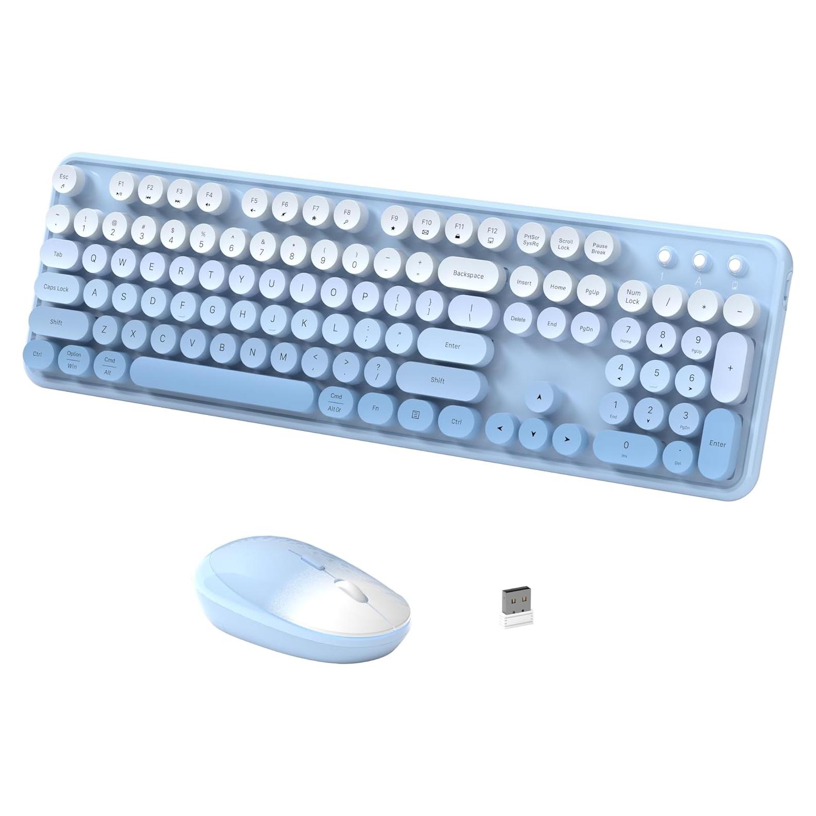 Combo Teclado y Ratón Inalámbrico YUNSHAN K670 Azul 2.4GHz