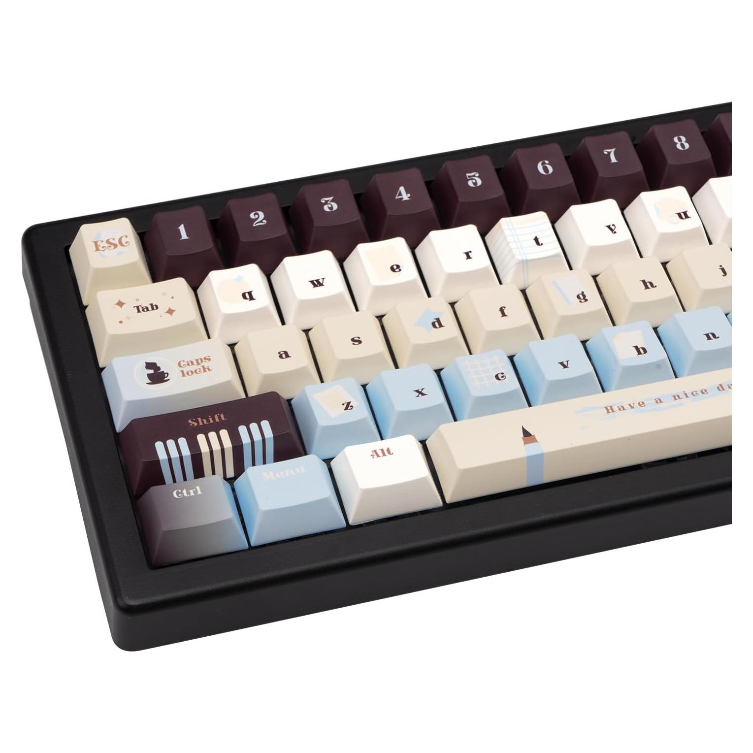 Teclas Cherry PBT 145 unidades TIMSEKER Vintage Azul Marrón Crema
