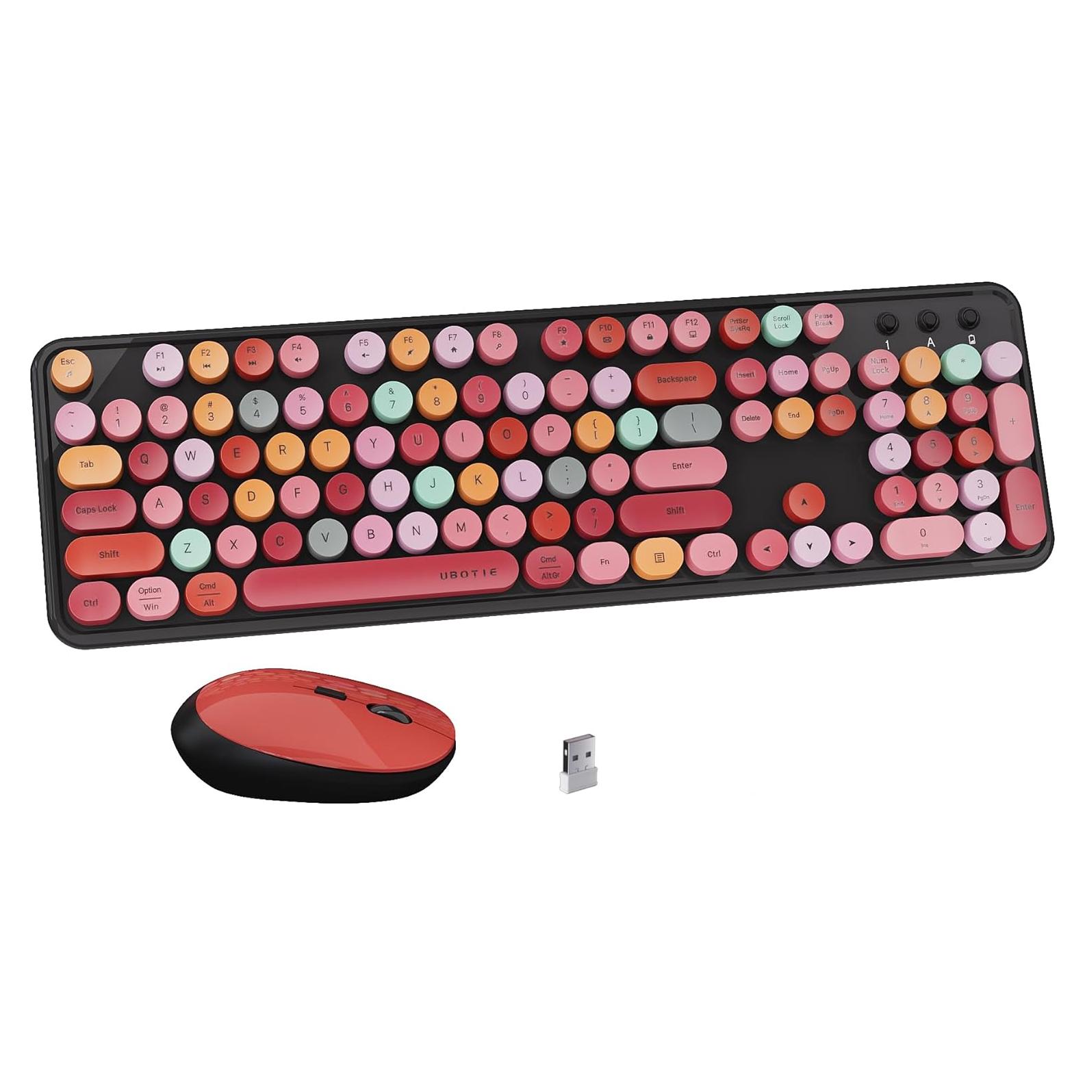 Combo Teclado y Ratón Inalámbricos UBOTIE Colorido Negro
