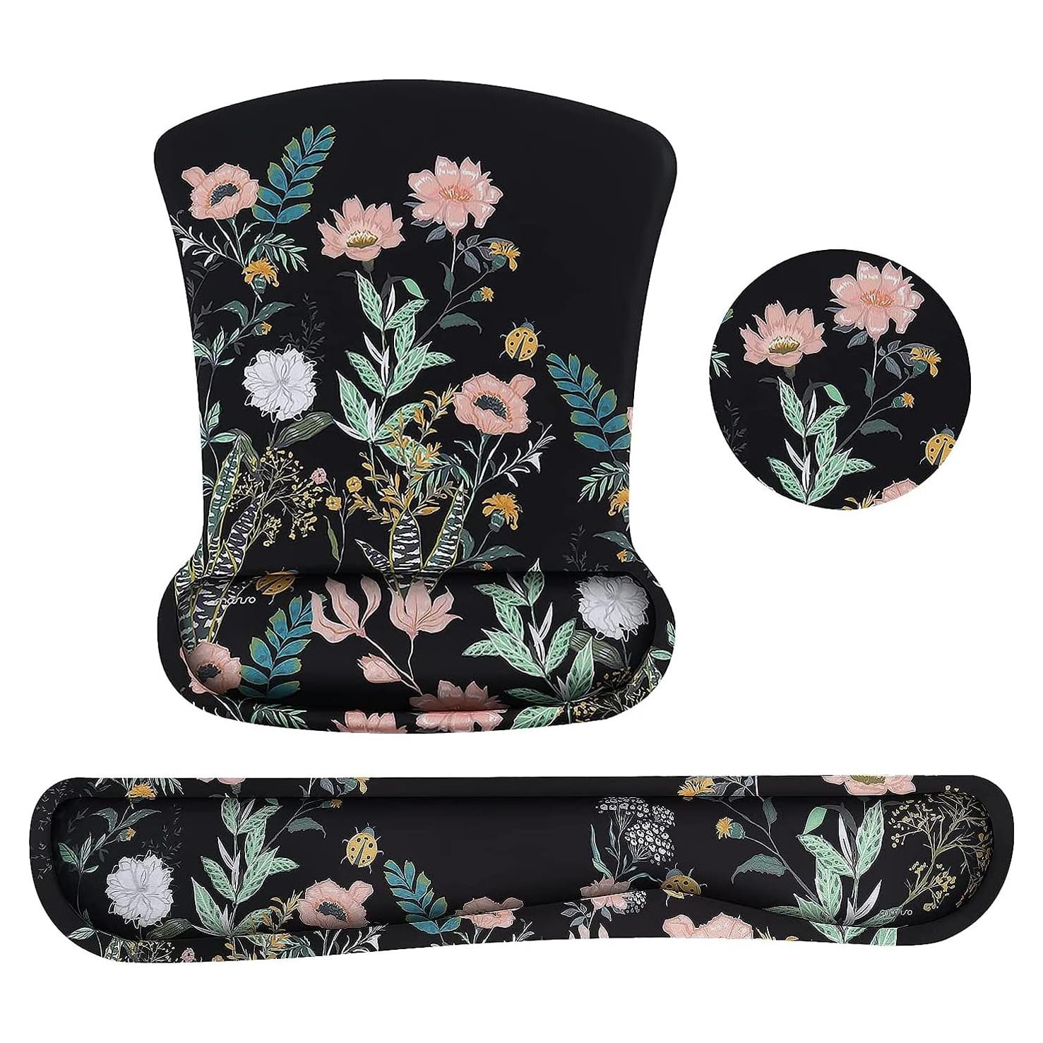 Soporte Reposamuñecas Ergonómico MOSISO Floral Negro